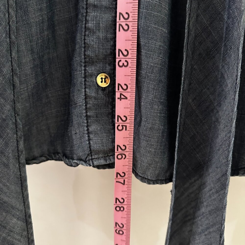 Trina Turk Deep Denim Shirt with Neck Ties - Size Large- Barely Worn - Picture 6 of 8